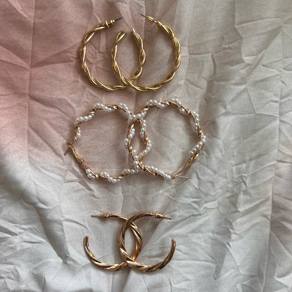 Gold Pearl Earring Bundle